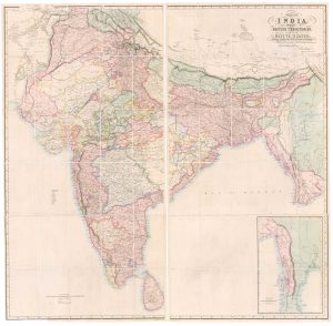 A large map of India under East India Company rule by John Walker