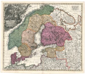 Antique map of Scandinavia by Homann