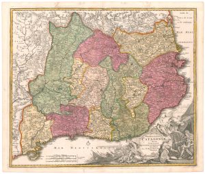 Antique map of Catalonia by Homann