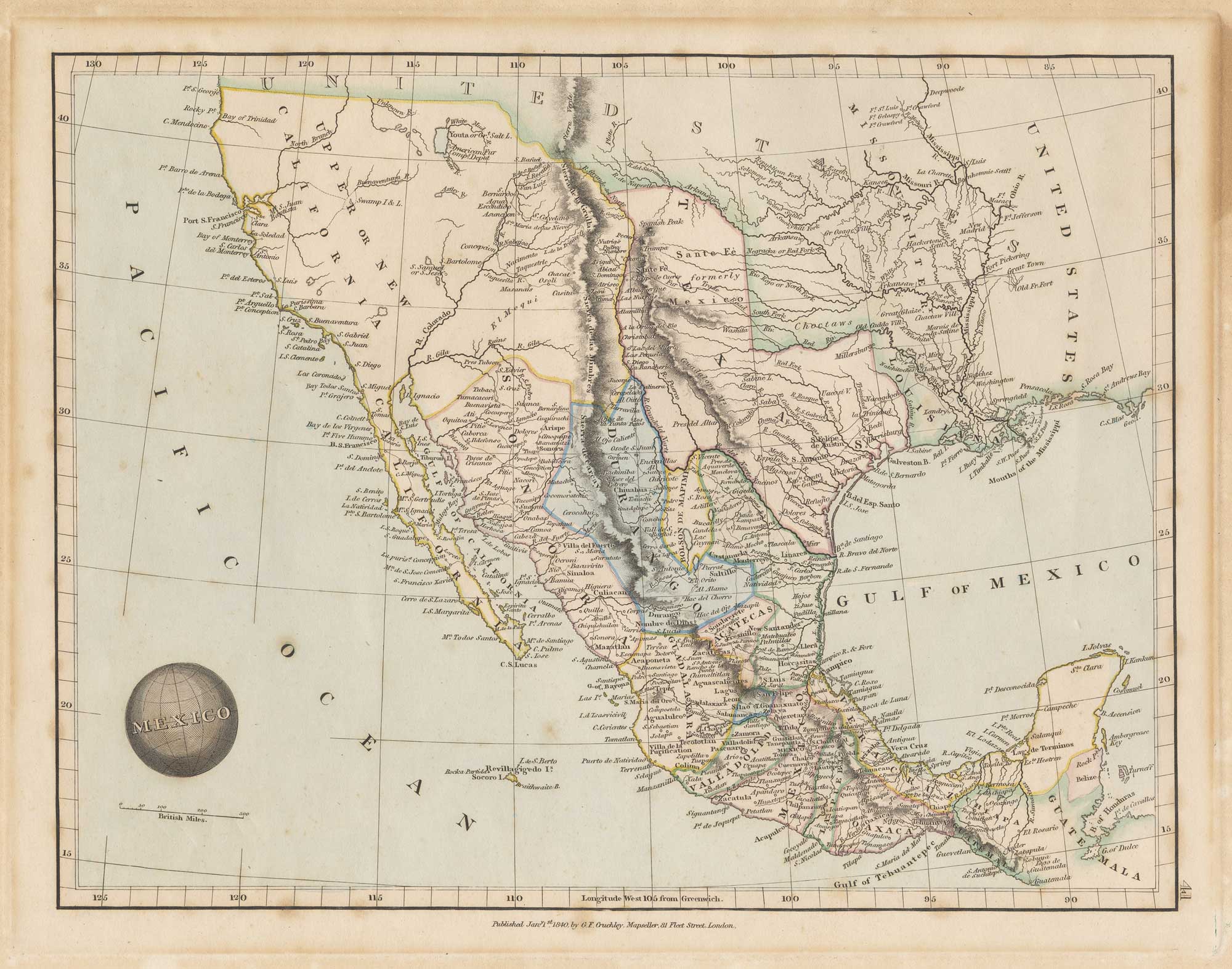Antique map of Mexico by Arrowsmith, with Texas as a republic