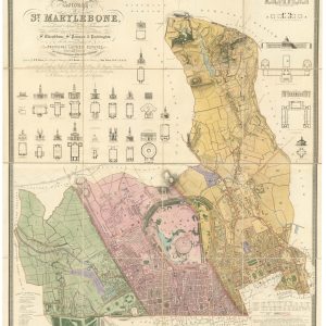 Large antique map of Marylebone by Bartlett, 1838