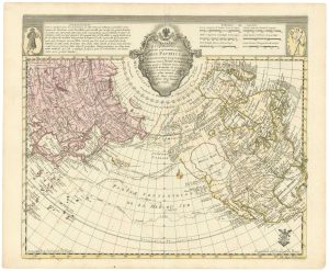 Antique map of the North Pacific with the 'Mer de l'Ouest' by Euler