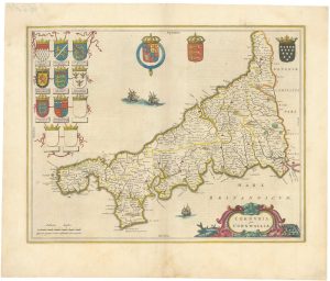 Antique map of Cornwall by Blaeu