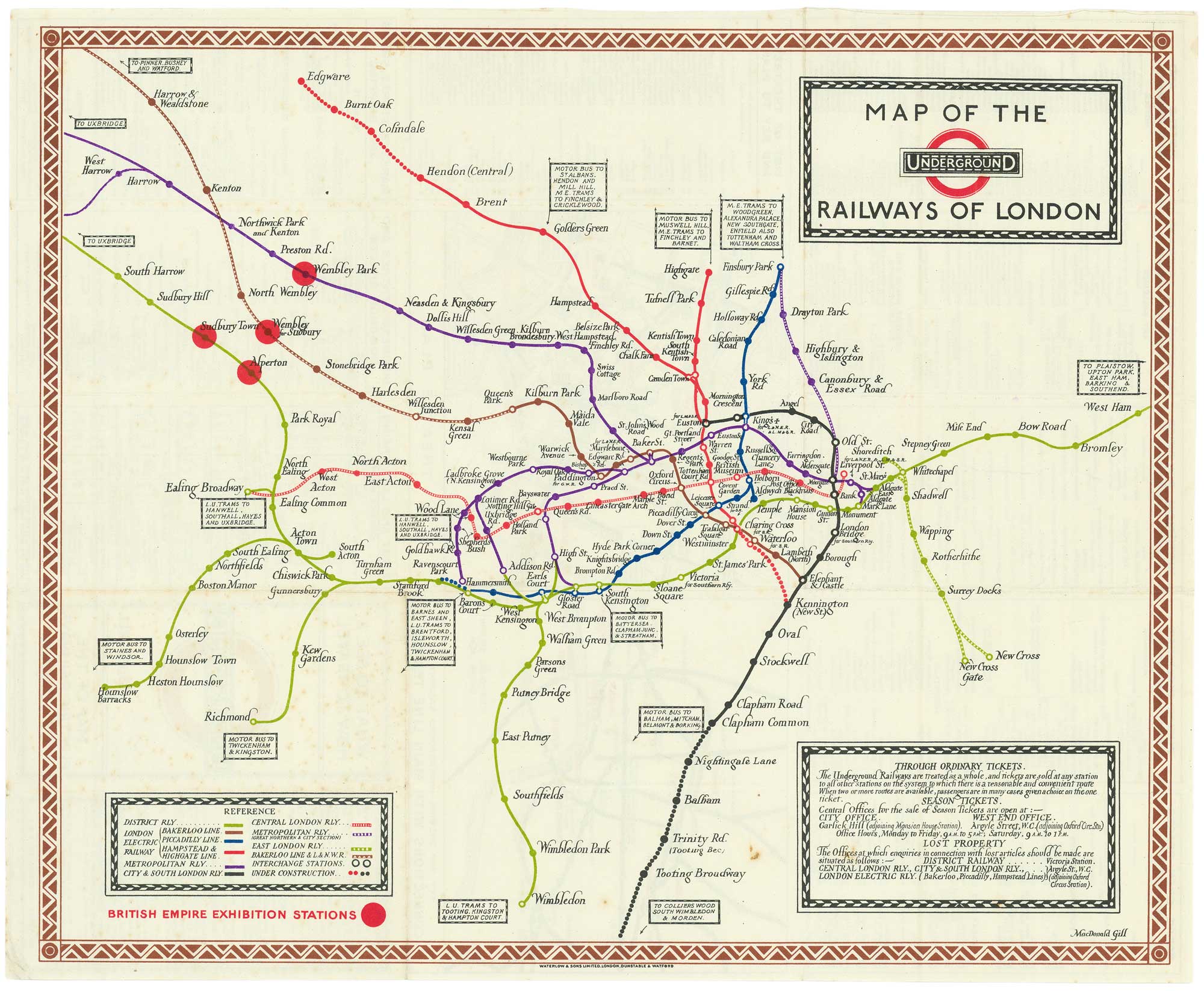 MacDonald Gill, map of the London Underground, 1923