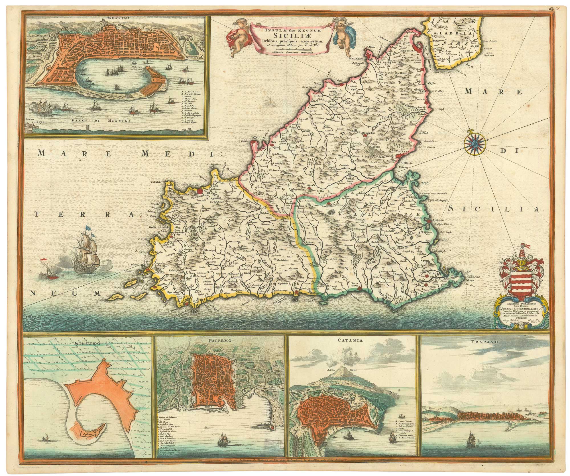 Antique map of Sicily by De Wit