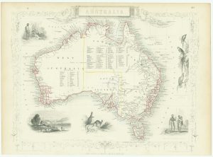 Antique map of Australia by Tallis