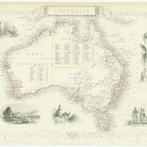 Antique map of Australia by Tallis