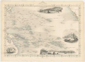 Antique map of Polynesia by Tallis