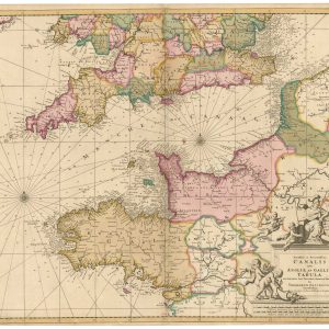 Decorative sea chart of the English Channel by Danckerts