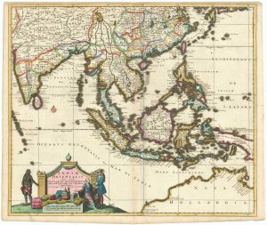 Antique map of Southeast Asia by Danckerts