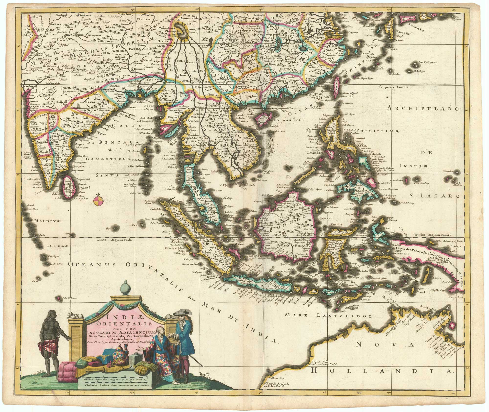 Antique map of Southeast Asia by Danckerts