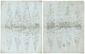 A scarce set of gores for a mid-19th century celestial globe by Harris