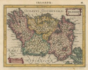 Miniature antique map of Ireland by Jansson