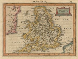 Miniature antique map of England & Wales by Jansson