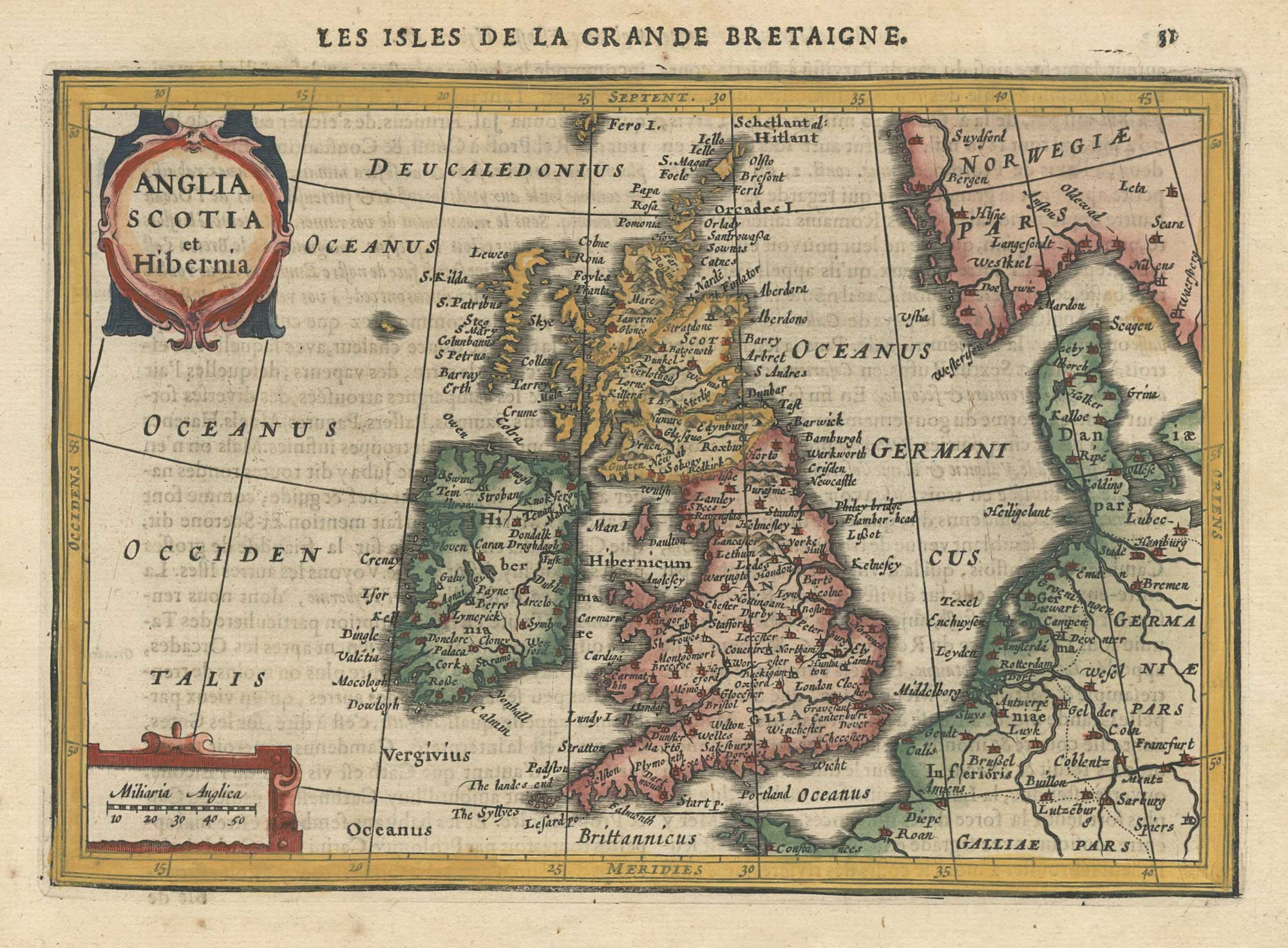 A 17th century map of the British Isles from a pocket atlas