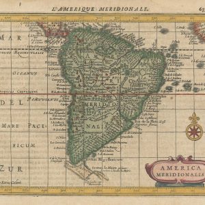 Miniature antique map of South America by Jansson