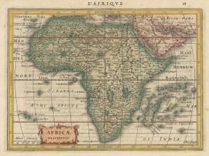 Miniature antique map of Africa by Jansson