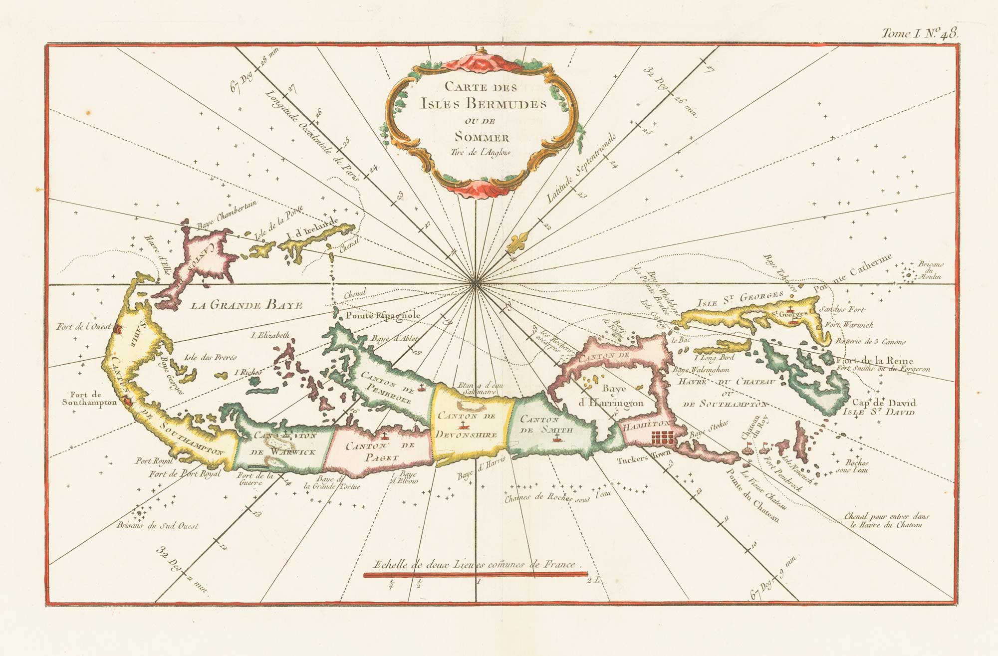 Antique map of Bermuda by Bellin
