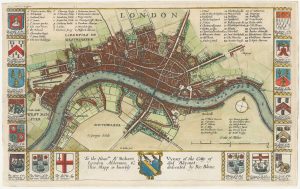 Antique map of London before the Great Fire of 1666 by Hollar