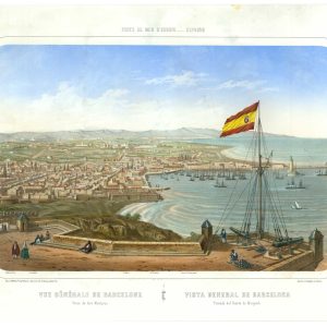 Antique view of Barcelona by Louis Lebreton, 1855