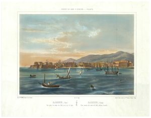 Antique view of Ajaccio in Corsica by Deroy