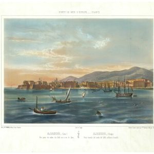 Antique view of Ajaccio in Corsica by Deroy