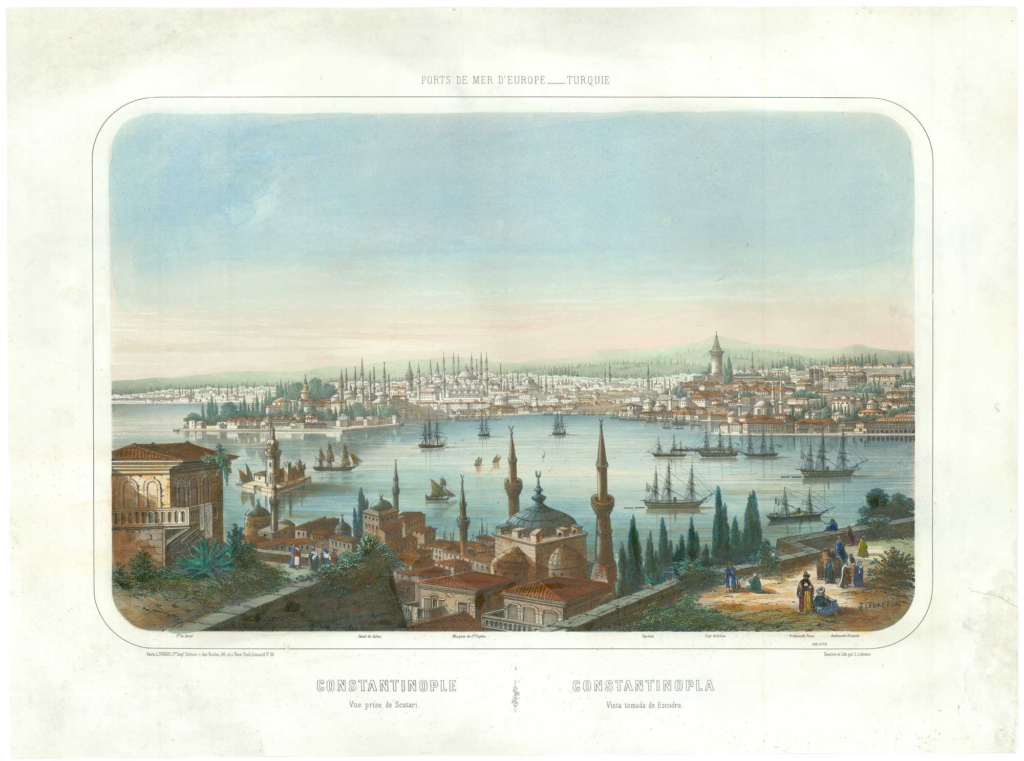 A mid-19th century prospect of Istanbul from Scutari with fine colour