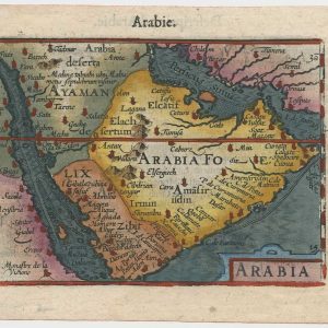 Miniature antique map of Arabia by Langenes