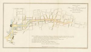 Antique plan of the proposed layout of Regent Street by John Nash, published by Bacon