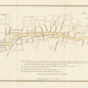 Antique plan of the proposed layout of Regent Street by John Nash, published by Bacon