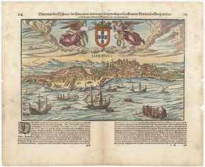 Antique view of Lisbon by Sebastian Munster
