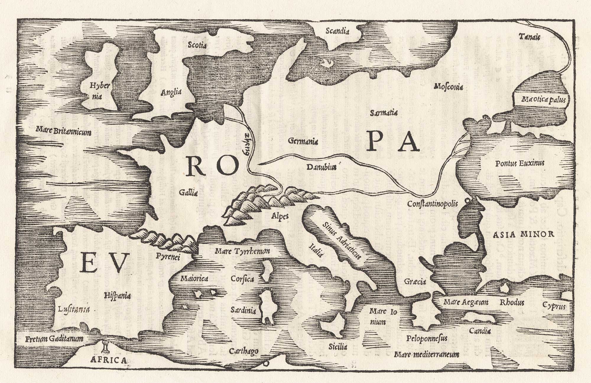 Antique map of Europe by Solinus