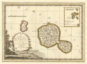 Captain Cook's mapping of Tahiti by Cassini