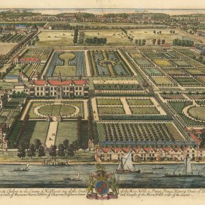 Antique view of Beaufort House & garden in Chelsea by Knyff, 1707
