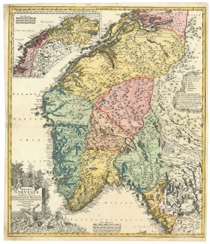 Antique map of Norway by Homann