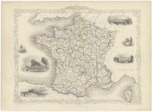 Antique map of France by Tallis