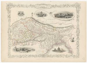 Antique map of Northern India by Tallis