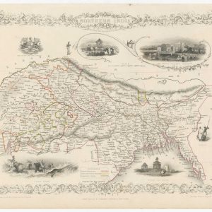 Antique map of Northern India by Tallis
