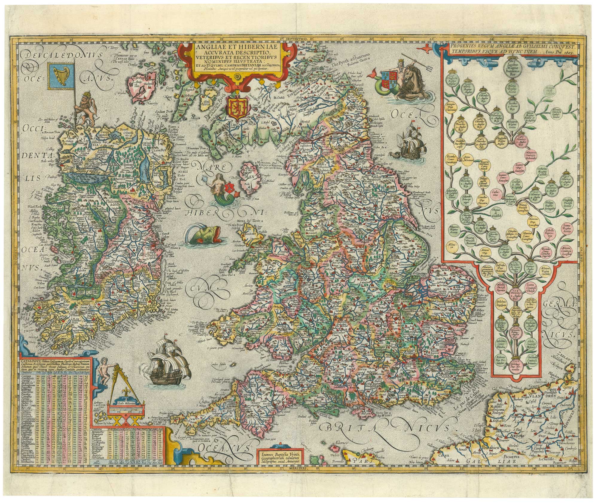 Vrients’s scarce map of England, Wales & Ireland