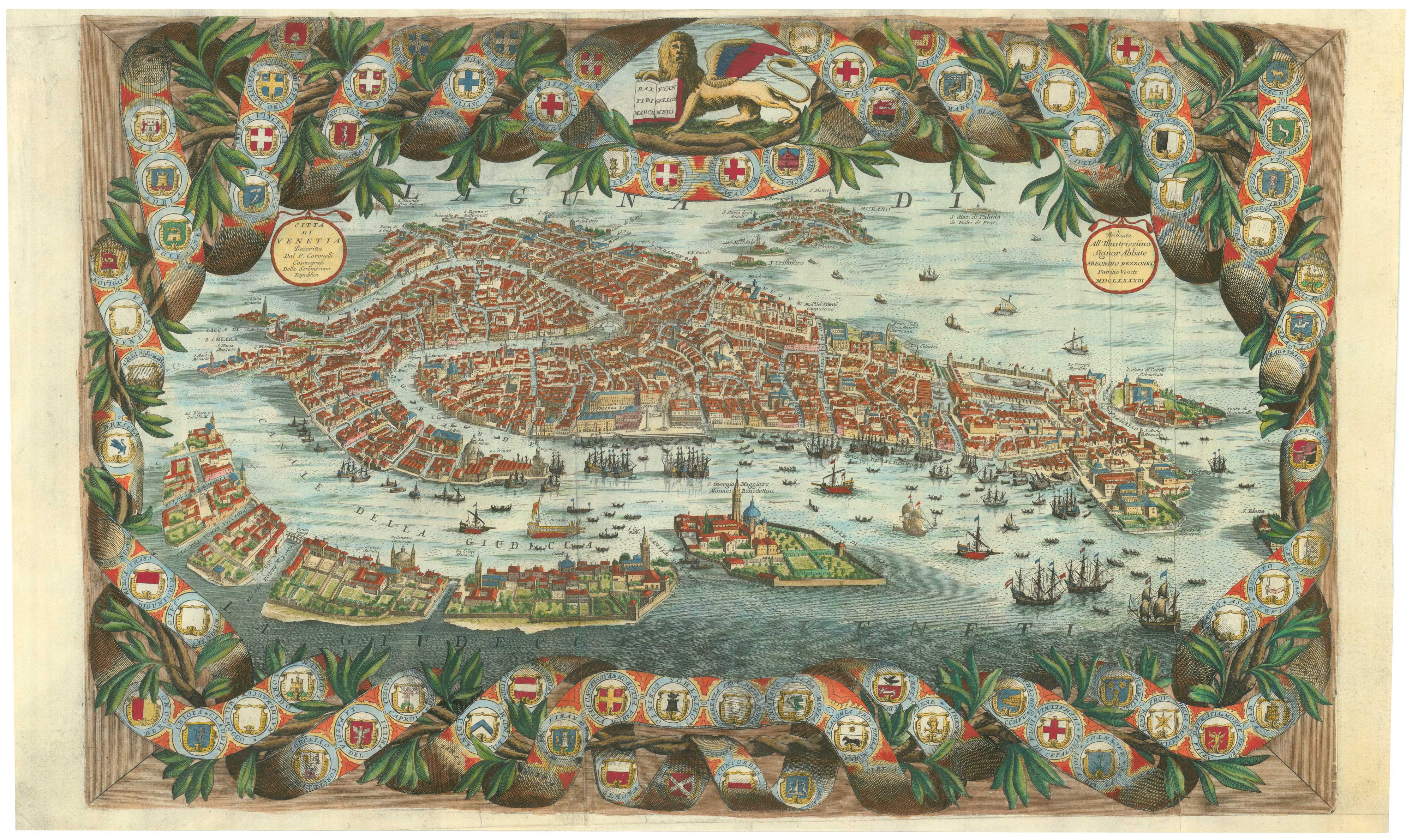 A superb 17th century town plan of Venice