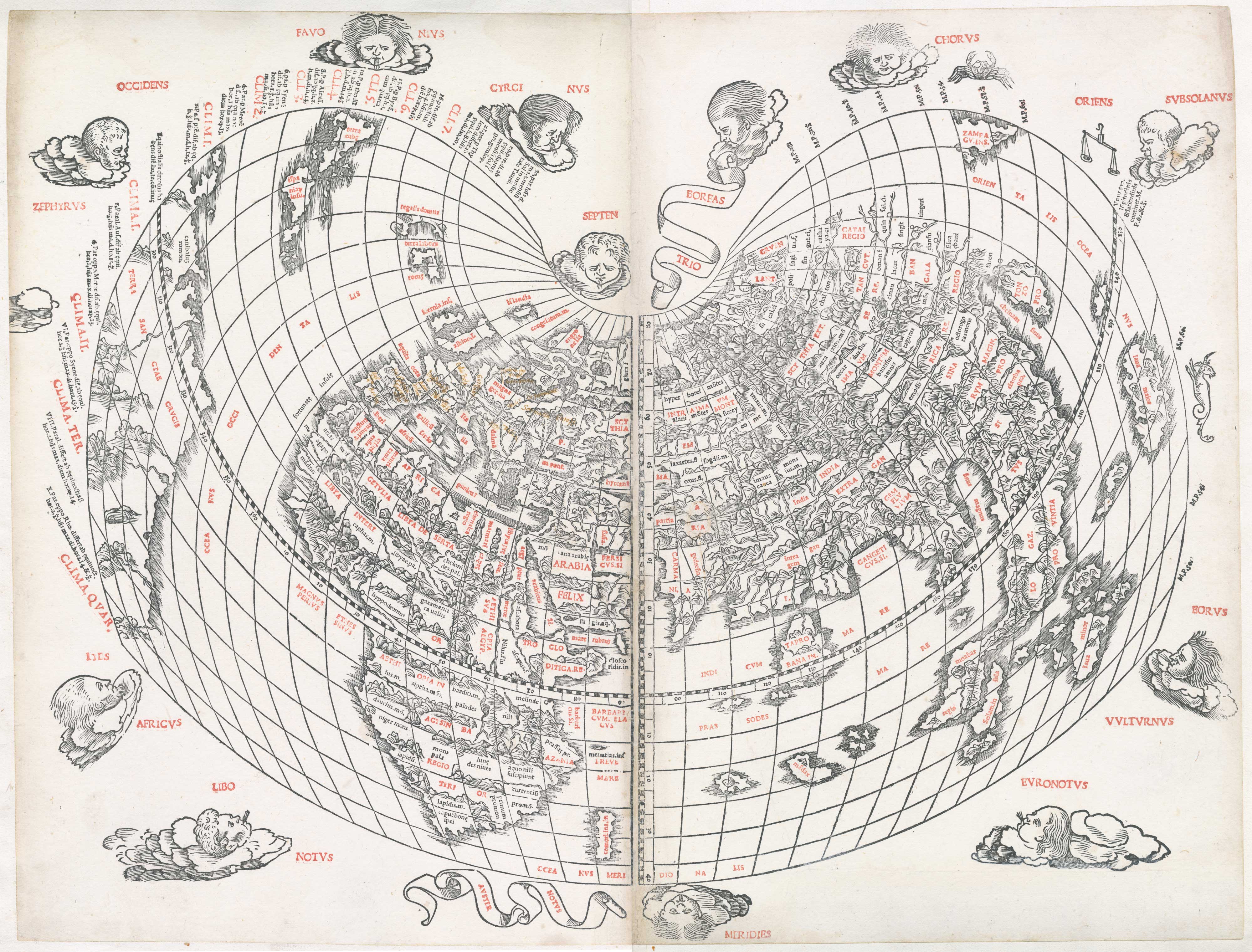 One of the earliest world maps on a heart-shaped projection